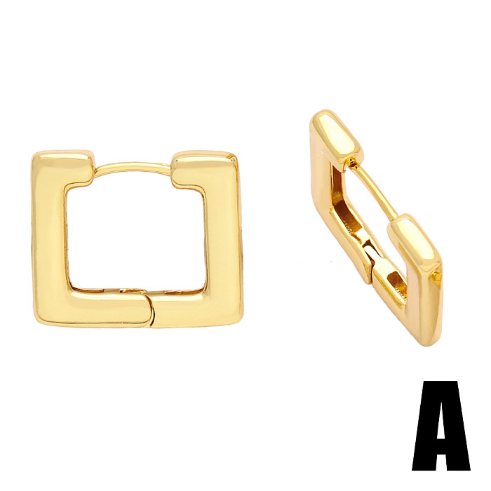 1 Pair Fashion Simple Style Square Heart Shape Plating Copper 18K Gold Plated Earrings