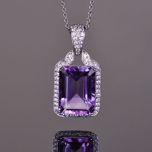 Classic Style Square Copper Inlay Zircon Pendant Necklace
