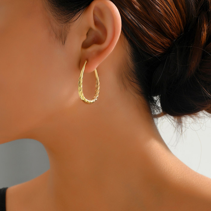 1 paire de boucles d'oreilles en cuivre plaqué en forme de U, Style Simple et décontracté