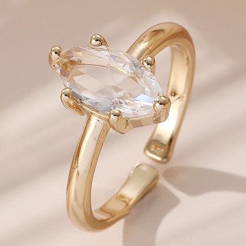 1 Piece Fashion Rhombus Copper Inlay Rhinestones Rings