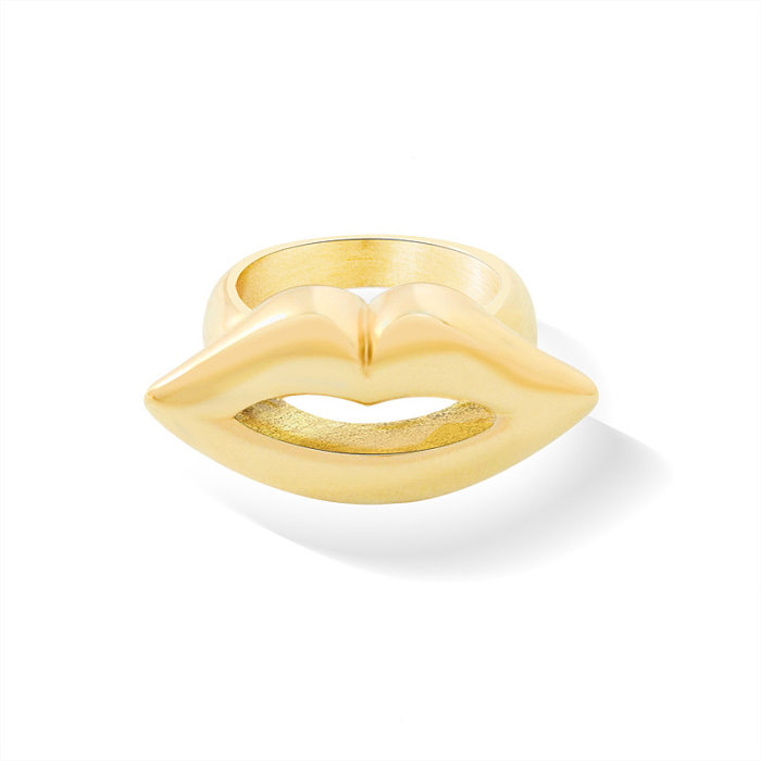 Personalidade exagerada lábios design anel banhado a aço titânio