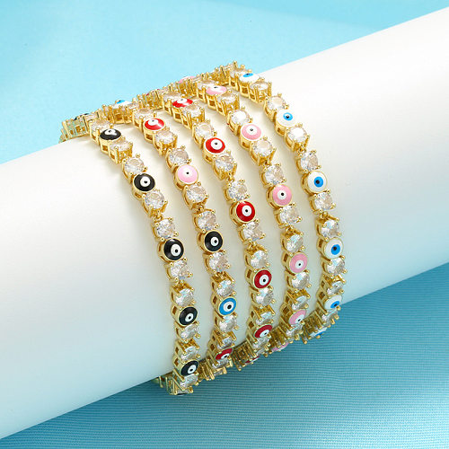 Bracelets en Zircon plaqué or et cuivre pour les yeux à la mode
