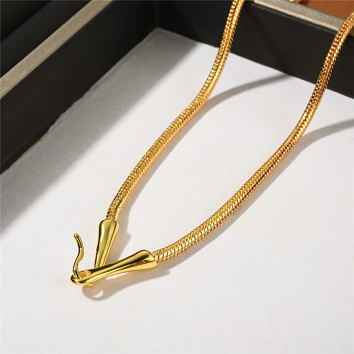 Einfache, einfarbige, vergoldete Halskette mit Kupferbeschichtung