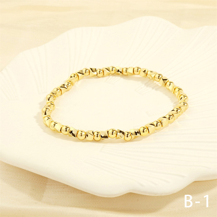 Bracelets plaqués or 18K de placage de cuivre rond de style simple rétro
