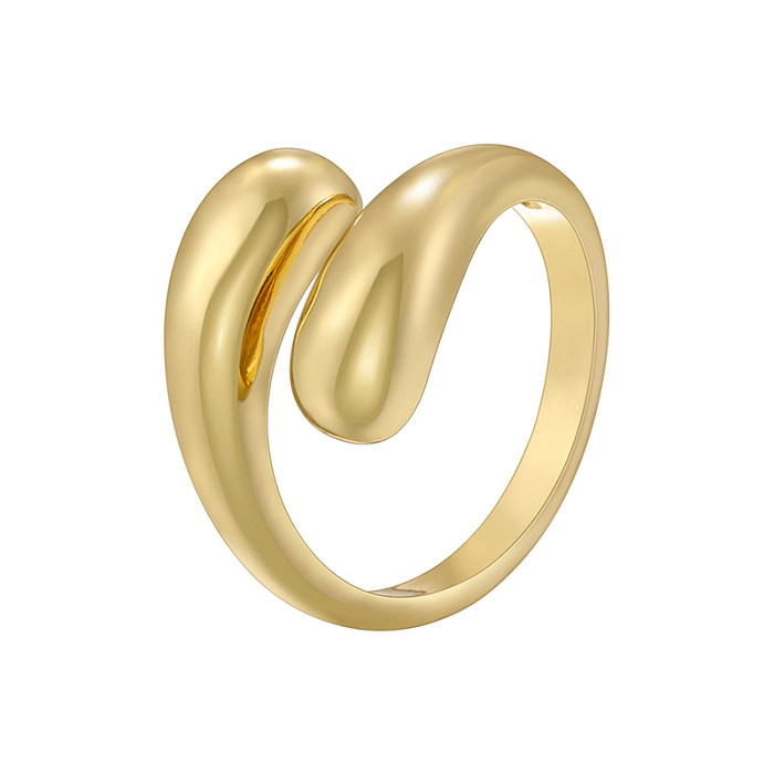 Estilo vintage estilo clássico cor sólida chapeamento de cobre anéis banhados a ouro 18K