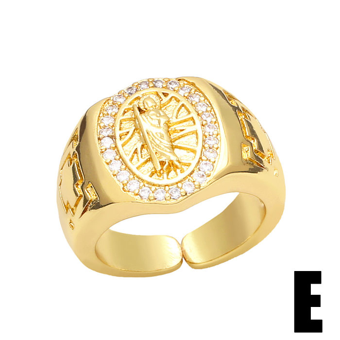 Schlichter Ring aus Kupfer mit 18-Karat-Vergoldung und eingelegtem Zirkon