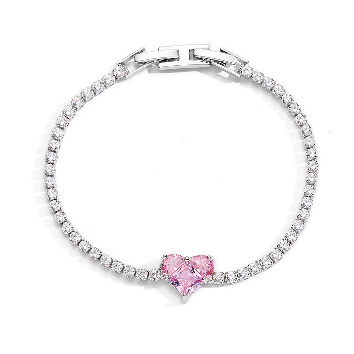 IG Style Shiny Heart Shape Flower Bow Knot Copper Plating Inlay Zircon Bracelets