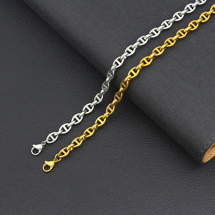 Simple Style Oval Titanium Steel Plating Bracelets Necklace