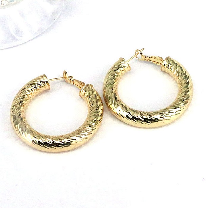 1 Pair Hip-Hop Classic Style Geometric Copper Plating Gold Plated Hoop Earrings