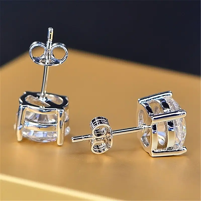 1 Pair Simple Style Round Plating Inlay Brass Crystal Zircon Platinum Plated Ear Studs
