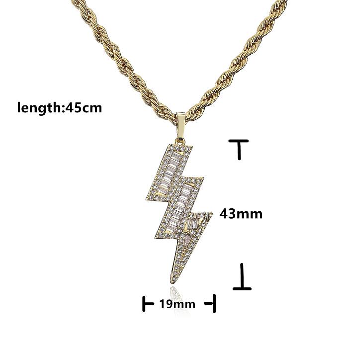 Micro Inlaid Full Diamond Zircon Lightning Pendent Twist Stainless Steel Necklace Wholesale