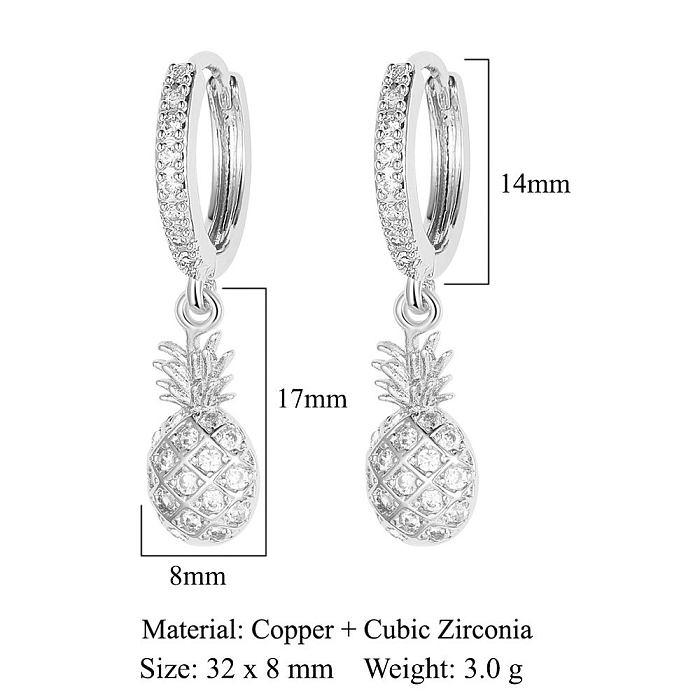 1 Pair Simple Style Star Inlay Copper Zircon Drop Earrings