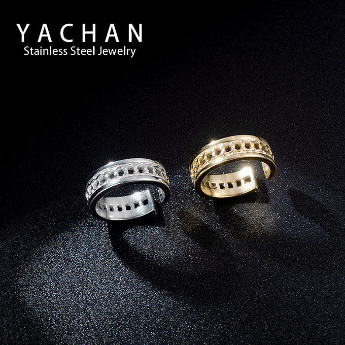 Simple Hollow Stainless Steel Opening Adjustable Fashion Ring