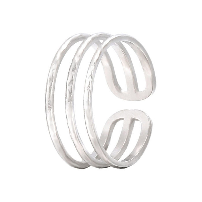 Simple Style Geometric Stainless Steel Hollow Out Open Ring