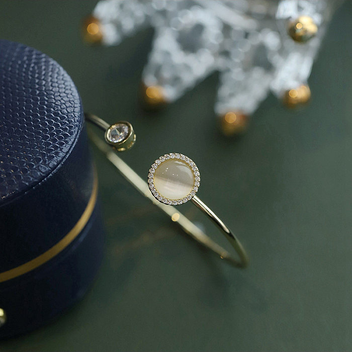 Fashion Round Copper Inlay Opal Zircon Women'S Rings Earrings Necklace
