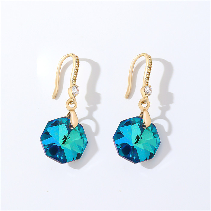 1 Pair Casual Elegant Modern Style Geometric Heart Shape Flower Copper Drop Earrings