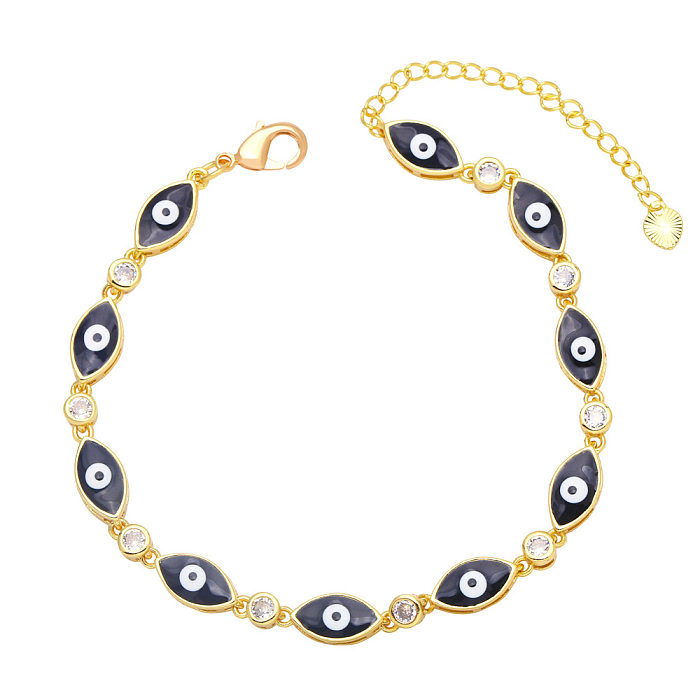 Boho Style Evil Eye Bracelet Color Dripping Eye Copper Bracelet Female Wholesale