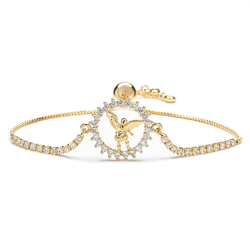 1 Piece Classic Style Tree Heart Shape Butterfly Copper Inlay Zircon Bracelets