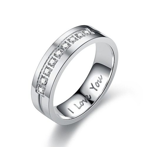 Wholesale Jewelry Letter Inlaid Diamond Stainless Steel Ring jewelry