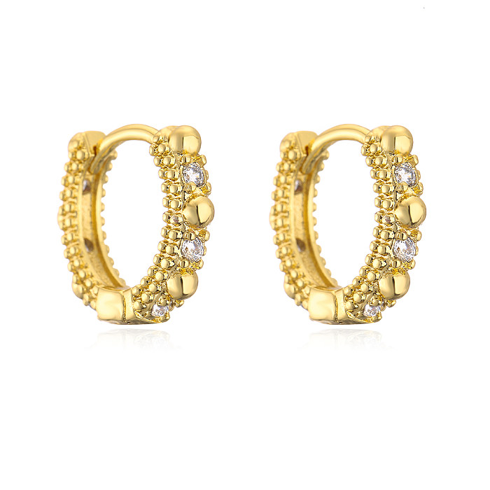 New Fashion Geometric Plating Gold Micro Inlaid Zircon Copper Earrings