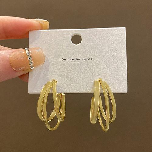 Boucles d'oreilles géométriques à la mode en placage de cuivre, 1 paire