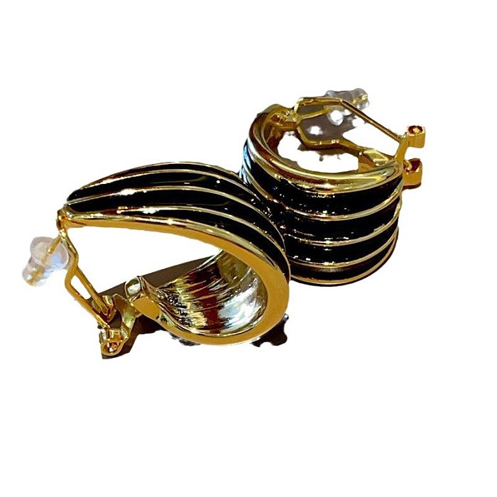 1 Pair Elegant Streetwear Geometric Enamel Copper Earrings