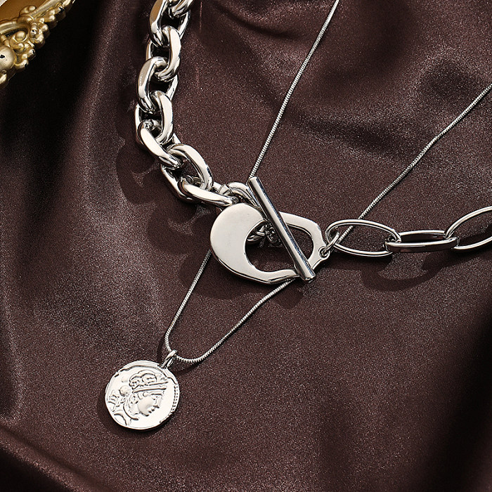 IG Style Hip-Hop Cool Style pièce de cuivre placage métal argent plaqué pendentif collier collier