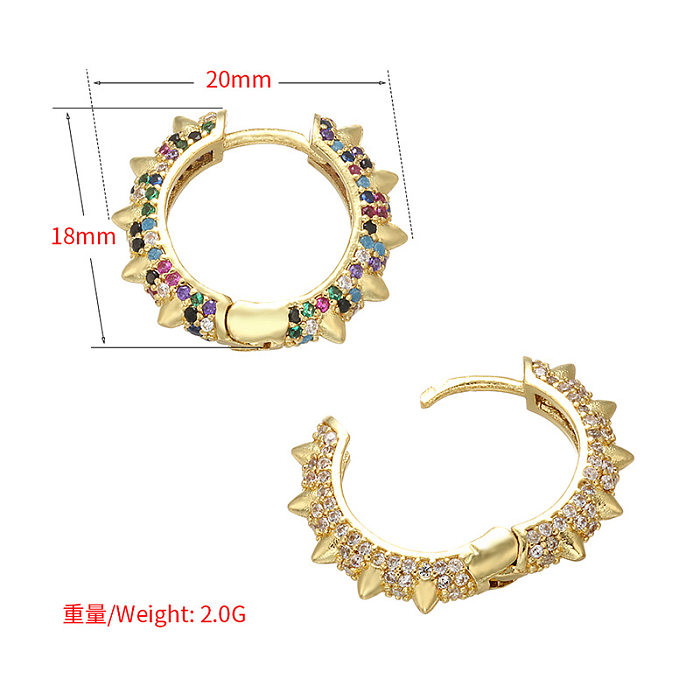 Wholesale Fashion Color Diamond Micro-inlaid Thorn Head Earrings jewelry