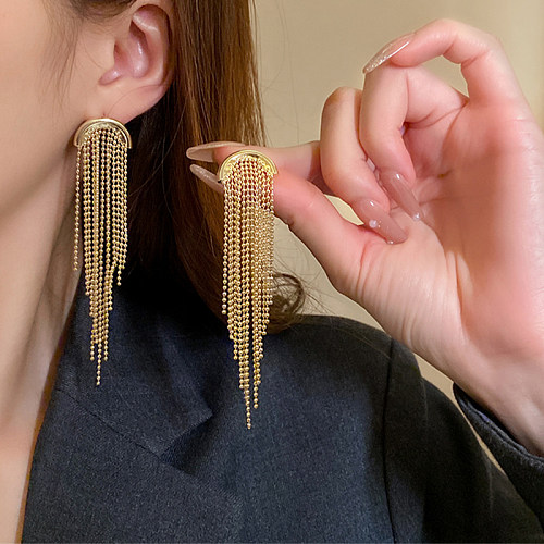 1 paire de boucles d'oreilles pendantes en cuivre à pampilles de style coréen