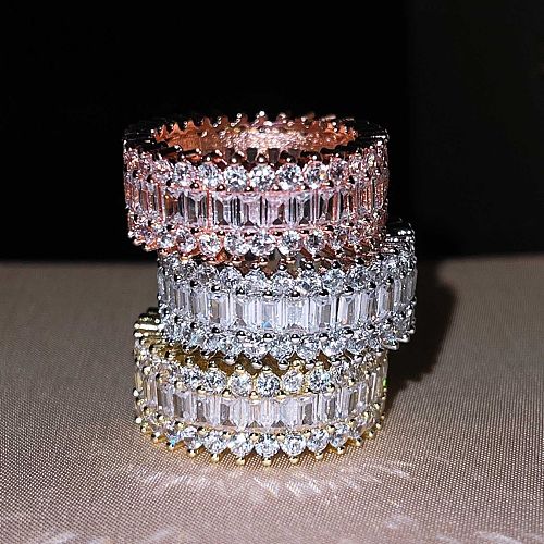 Anillo Fuentes transfronterizas de anillo de circón con incrustaciones Joyería creativa de comercio exterior de moda