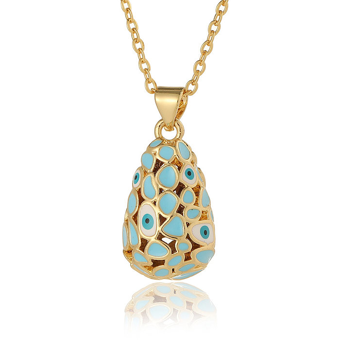 Simple Style Water Droplets Copper Gold Plated Pendant Necklace In Bulk