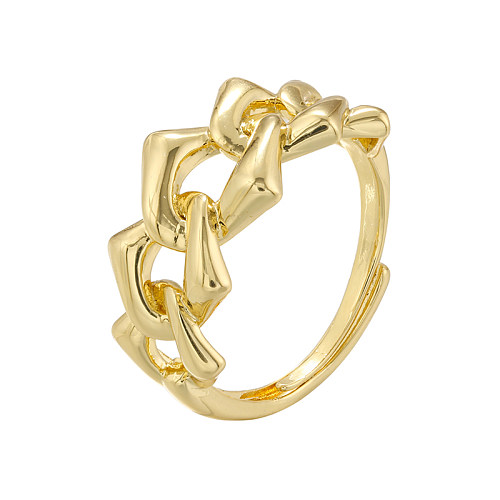 Elegante, glänzende, einfarbige Verkupferungs-Inlay-Zirkon-18-Karat-vergoldete offene Ringe