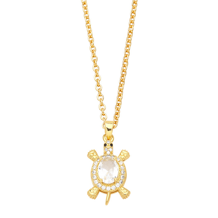 Fashion Tortoise Copper Gold Plated Zircon Pendant Necklace 1 Piece