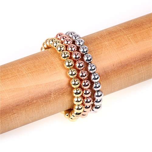 Bracelets extensibles en perles populaires, placage de préservation de la couleur, perles en cuivre de 8MM, vente en gros, nouvelle collection