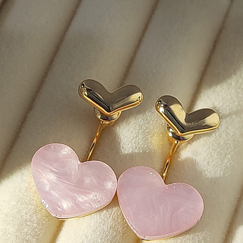 1 Pair Sweet Heart Shape Plating Inlay Copper Artificial Gemstones Drop Earrings