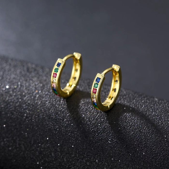 1 Pair Simple Style Circle Plating Inlay Copper Zircon Earrings