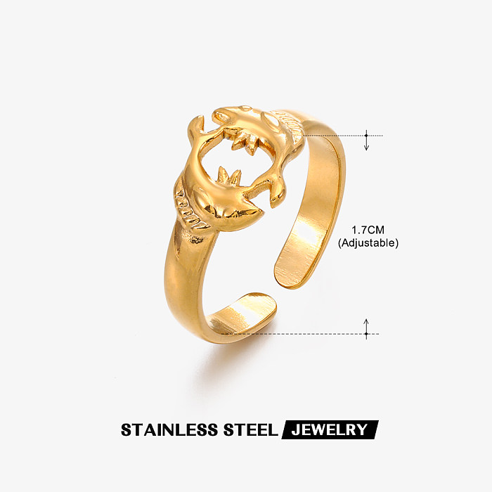 Modern Style Simple Style Fish Stainless Steel Plating 18K Gold Plated Open Rings