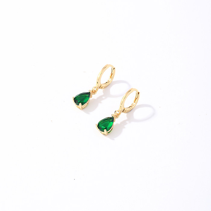 1 Pair Casual Vintage Style Simple Style Water Droplets Plating Inlay Copper Zircon White Gold Plated Gold Plated Drop Earrings
