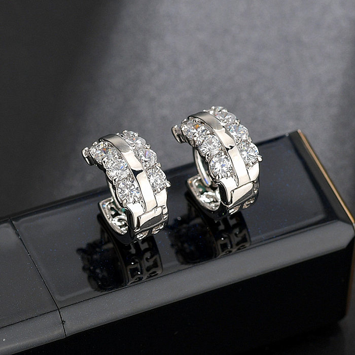 1 Pair Modern Style Simple Style Round Plating Inlay Copper Zircon Earrings