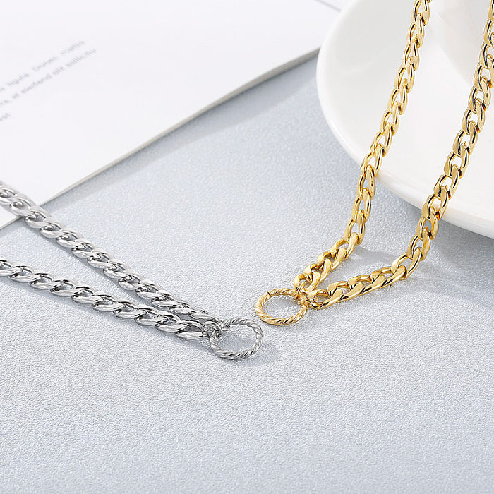 Conjunto de cadena y collar con pendientes de titanio, cadena gruesa de círculo Simple, joyería al por mayor