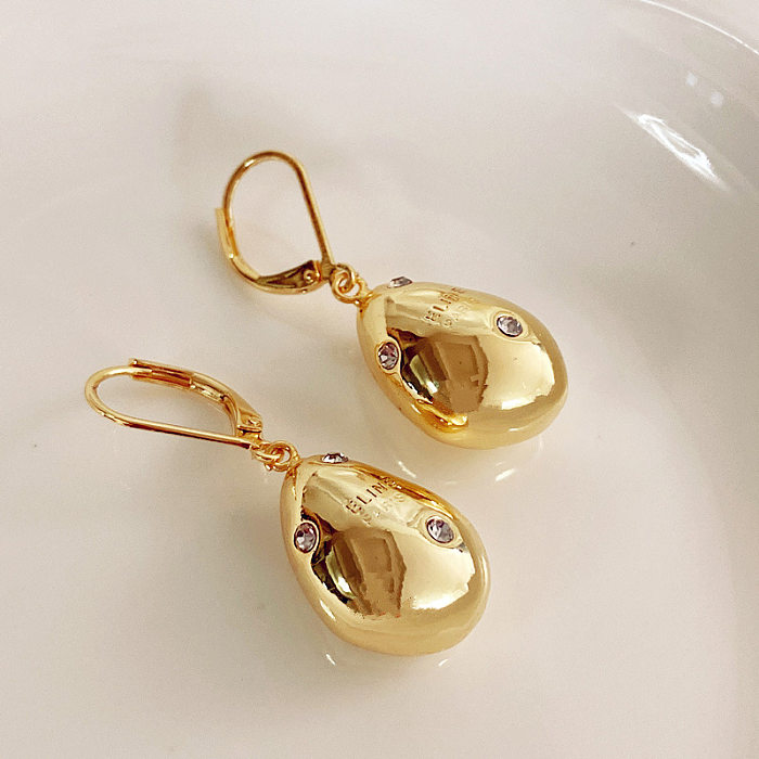 1 Pair Elegant Simple Style Irregular Water Droplets Inlay Copper Zircon Drop Earrings