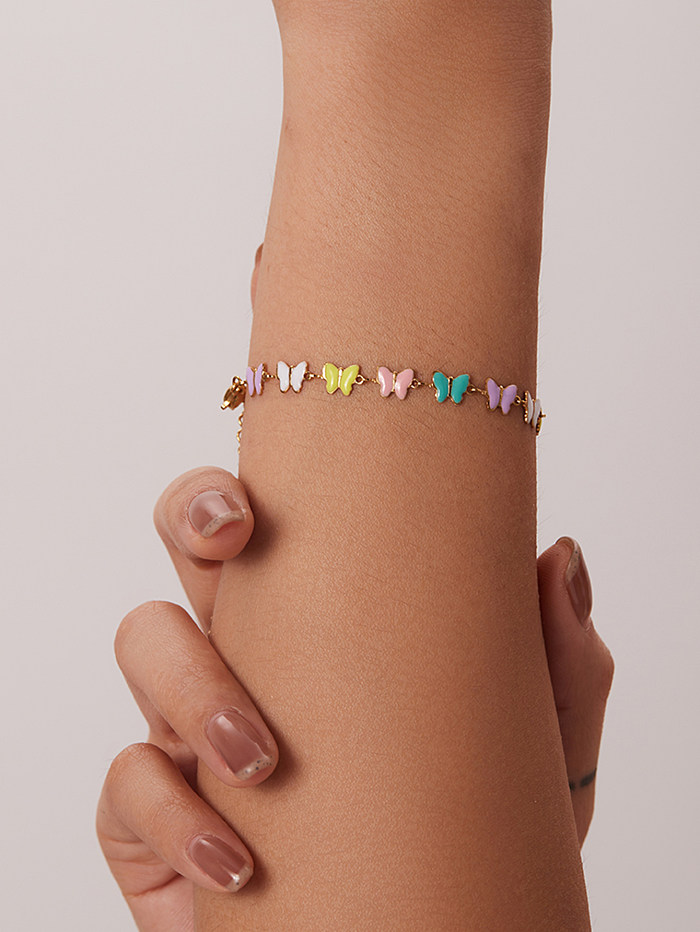 Mode-Schmetterlings-Armband-Halskette aus vergoldetem Edelstahl
