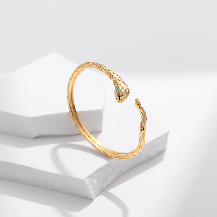 Classic Style Snake Copper Plating 18K Gold Plated Bangle