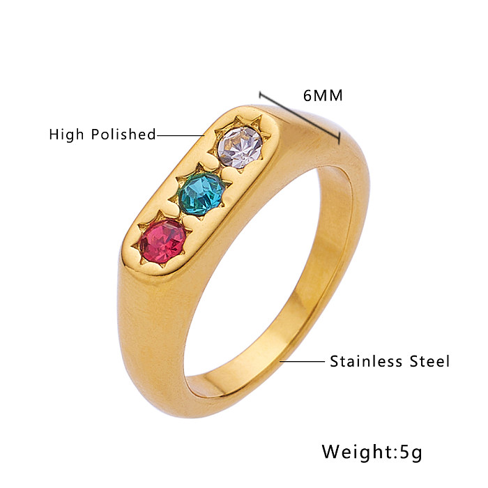 Vintage Style Baroque Style Roman Style Round Stainless Steel Inlay Zircon Rings
