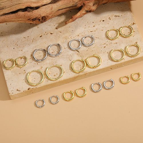 1 Pair Simple Style Commute Round Plating Copper 14K Gold Plated White Gold Plated Hoop Earrings