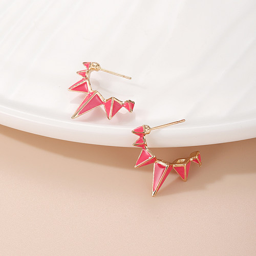 1 Pair INS Style Rhombus Copper Enamel Plating Gold Plated Ear Studs