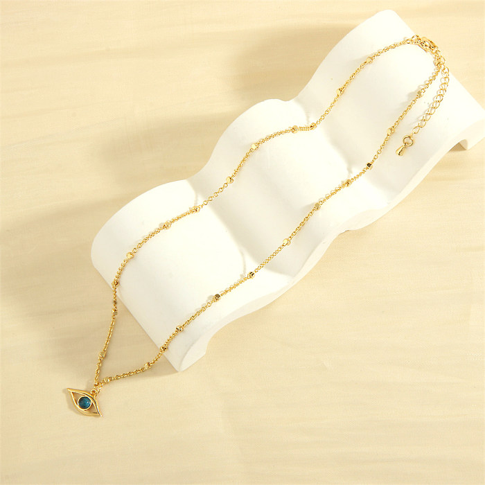 Collier avec pendentif en opale plaqué or 18 carats, Style Simple rétro, en cuivre, en vrac