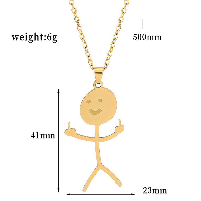 Cute Human Smiley Face Stainless Steel Earrings Keychain Necklace