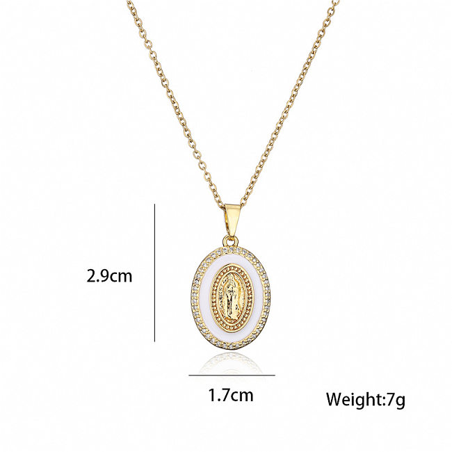 European And American Popular Jewelry Dripping Oil Zircon Virgin Mary Pendant Necklace