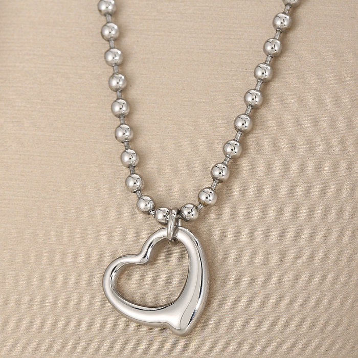 Casual Vacation Heart Shape Titanium Steel Plating 18K Gold Plated Bracelets Necklace